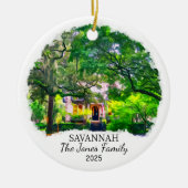 Gepersonaliseerde Savannah Ornament, Georgia Keramisch Ornament (Voorkant)