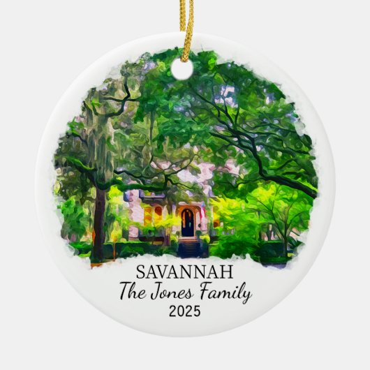 Gepersonaliseerde Savannah Ornament, Georgia Keramisch Ornament (Voorkant)