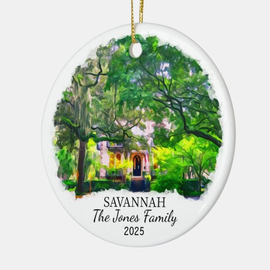 Gepersonaliseerde Savannah Ornament, Georgia Keramisch Ornament (Links)