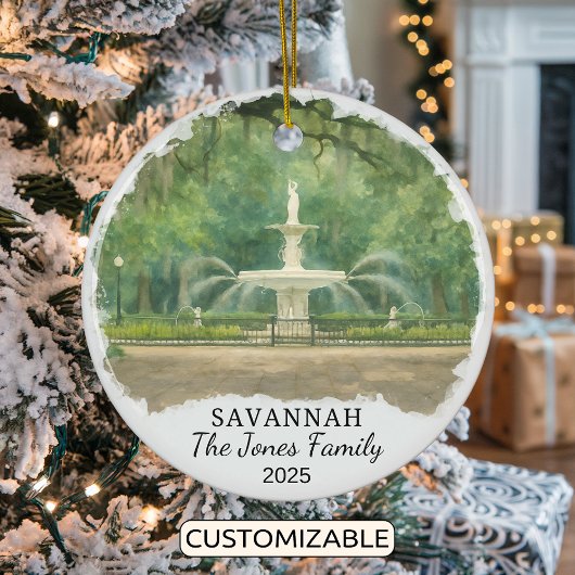 Gepersonaliseerde Savannah Ornament, Georgia Keramisch Ornament
