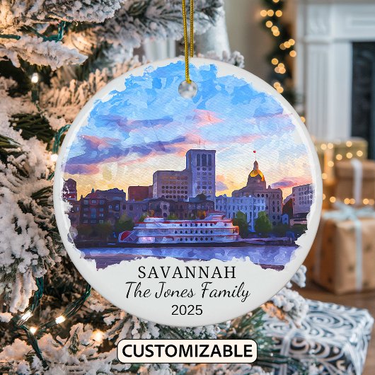 Gepersonaliseerde Savannah Ornament, Georgia Keramisch Ornament