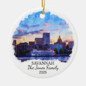 Gepersonaliseerde Savannah Ornament, Georgia Keramisch Ornament (Voorkant)