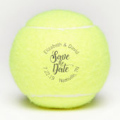 Gepersonaliseerde save the date bruiloft tennisballen (Voorkant)