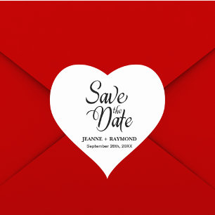 Gepersonaliseerde Save The Date Huwelijksaankondig Hart Sticker