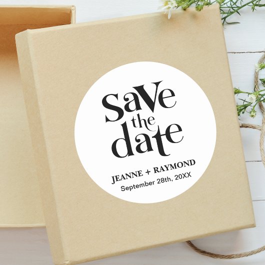 Gepersonaliseerde Save The Date Huwelijksaankondig Ronde Sticker