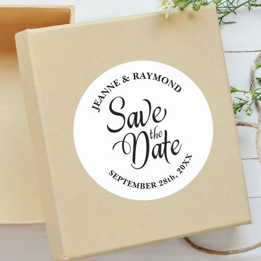Gepersonaliseerde Save The Date Huwelijksaankondig Ronde Sticker