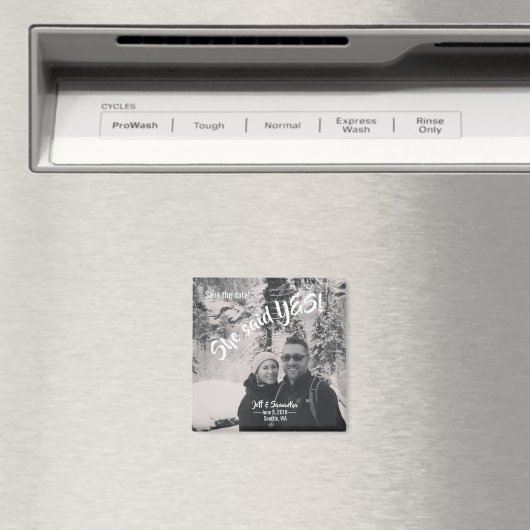 Gepersonaliseerde Save the Date magneet (Insitu (Vaatwasser))