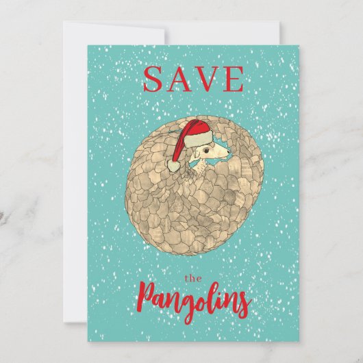 Gepersonaliseerde Save the Pangolin Kerstmis Feestdagenkaart (Voorkant)