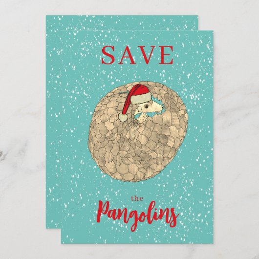 Gepersonaliseerde Save the Pangolin Kerstmis Feestdagenkaart (Voorkant / Achterkant)