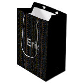 Gepersonaliseerde Scandinavische Folk Art Black Gi Medium Cadeauzakje (Voorkant Gekanteld)