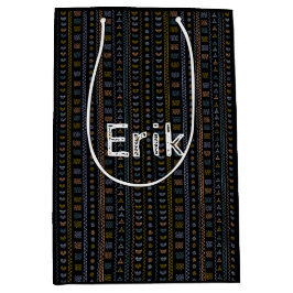 Gepersonaliseerde Scandinavische Folk Art Black Gi Medium Cadeauzakje