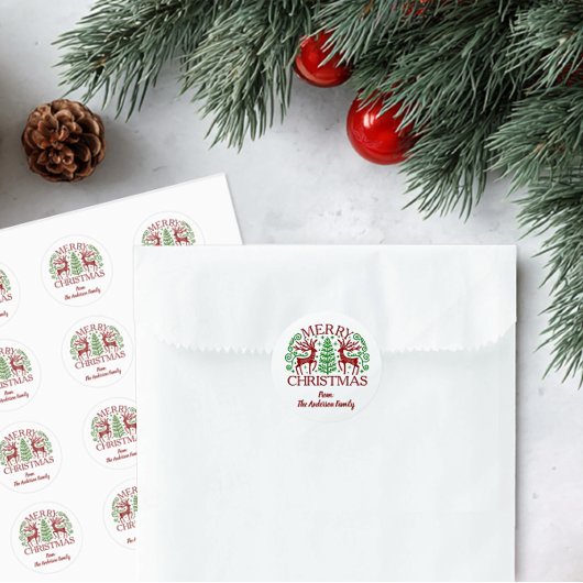 Gepersonaliseerde Scandinavische kerst Ronde Sticker