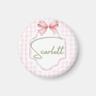Gepersonaliseerde Scarlett Baby Girl Nursery Gingh Magneet