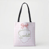 Gepersonaliseerde Scarlett Baby Girl Nursery Gingh Tote Bag (Voorkant)