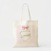 Gepersonaliseerde Scarlett Baby Girl Nursery Gingh Tote Bag (Voorkant)