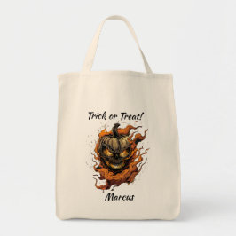 Gepersonaliseerde Scary Pumpkinhead Trick or treat Tote Bag