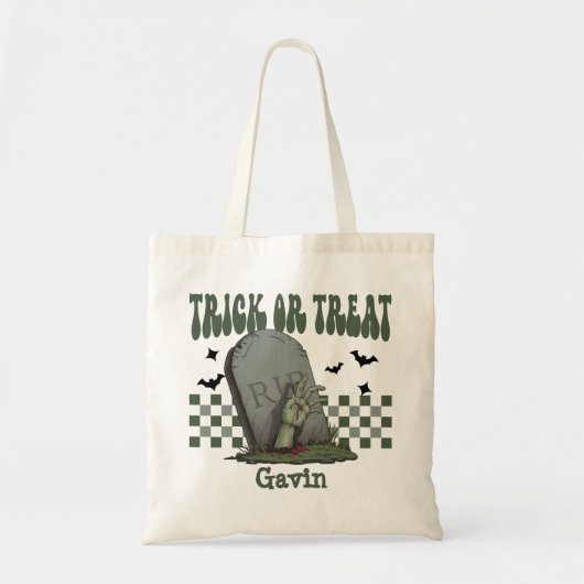 Gepersonaliseerde Scary Zombie Boy Trick or treat  Tote Bag (Voorkant)