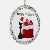 Gepersonaliseerde schaakkoning Kerstfeest Keramisch Ornament (Rechts)