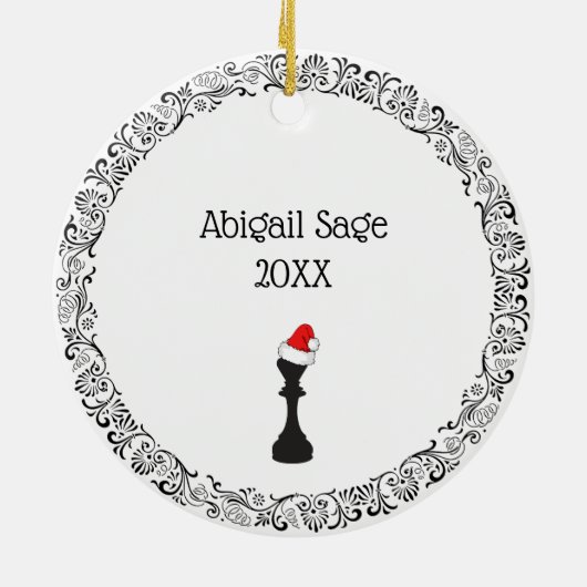 Gepersonaliseerde schaakkoning Kerstfeest Keramisch Ornament (Achterkant)