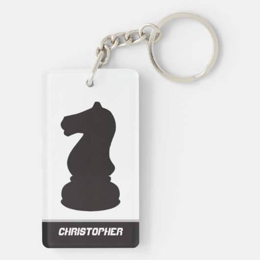 Gepersonaliseerde schaakstukken Bishop en Knight Sleutelhanger (achterkant)