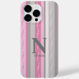Gepersonaliseerde schatte stripe roze en grijs Case-Mate iPhone 14 pro max hoesje