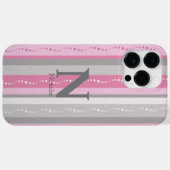 Gepersonaliseerde schatte stripe roze en grijs Case-Mate iPhone case (Achterkant (horizontaal))