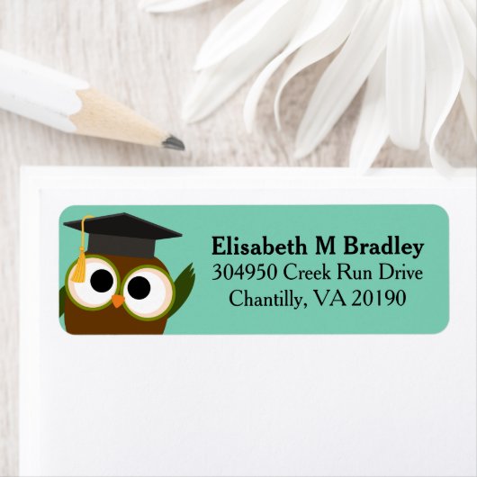 Gepersonaliseerde Schattige Afstuderen Uil Etiket (Insitu)