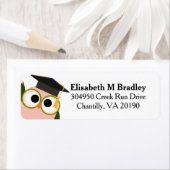 Gepersonaliseerde Schattige Afstuderen Uil - Roze Etiket (Insitu)