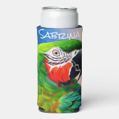 Gepersonaliseerde schattige AI gegenereerde papega Seltzer Blikjeskoeler (Seltzer Voorkant)