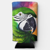 Gepersonaliseerde schattige AI gegenereerde papega Seltzer Blikjeskoeler (Achterkant)