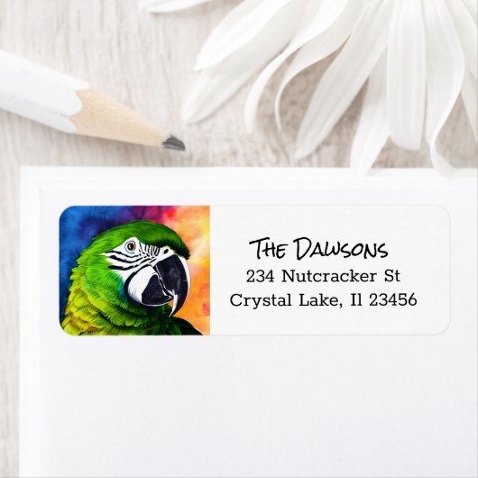 Gepersonaliseerde schattige Amazon Parrot kunstwer Etiket (Insitu)