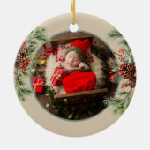 Gepersonaliseerde Schattige Beer Baby's eerste ker Keramisch Ornament (Achterkant)