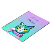 Gepersonaliseerde schattige blauwe kat notitieboek (Linkerzijde)