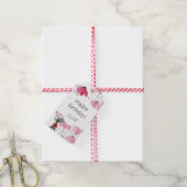 Gepersonaliseerde Schattige Boho Pink Waterverf Fl Cadeaulabel (Met Touw)
