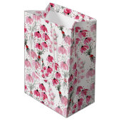 Gepersonaliseerde Schattige Boho Pink Waterverf Fl Medium Cadeauzakje (Achterkant Gekanteld)