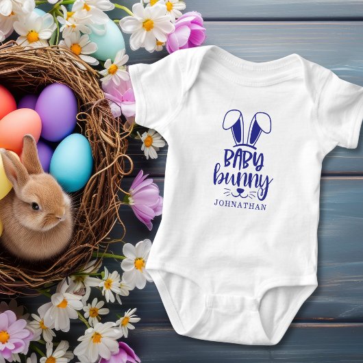 Gepersonaliseerde Schattige Boy Baby Bunny Easter Romper