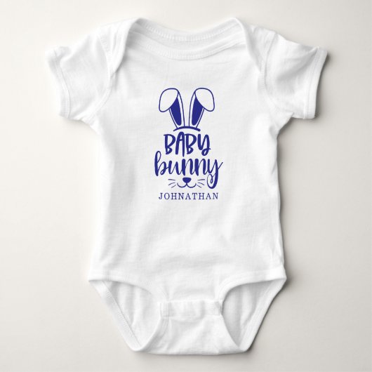 Gepersonaliseerde Schattige Boy Baby Bunny Easter Romper (Voorkant)