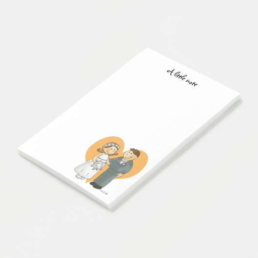 Gepersonaliseerde schattige bruid en bruidegom van post-it® notes (Schuin)