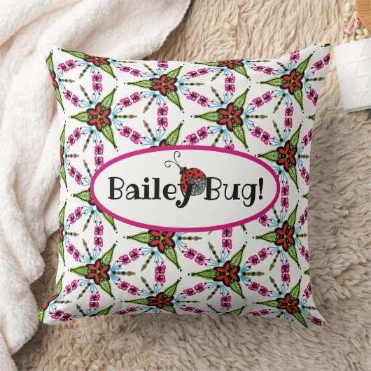 Gepersonaliseerde schattige bug en bloemen kussen (Deken)