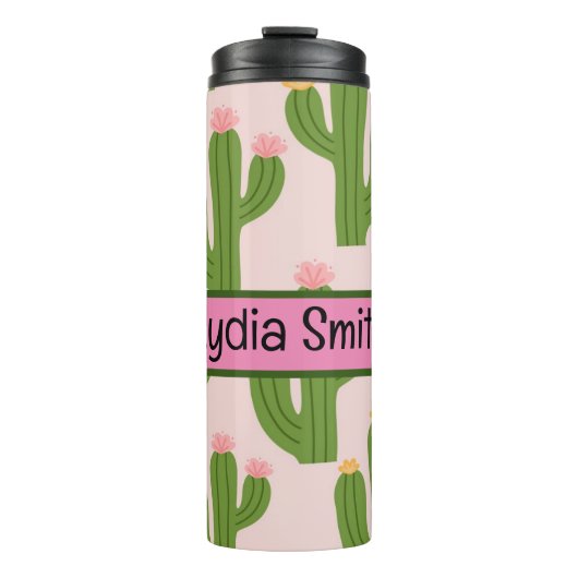 Gepersonaliseerde schattige cactus drink tumbler thermosbeker (Voorkant)