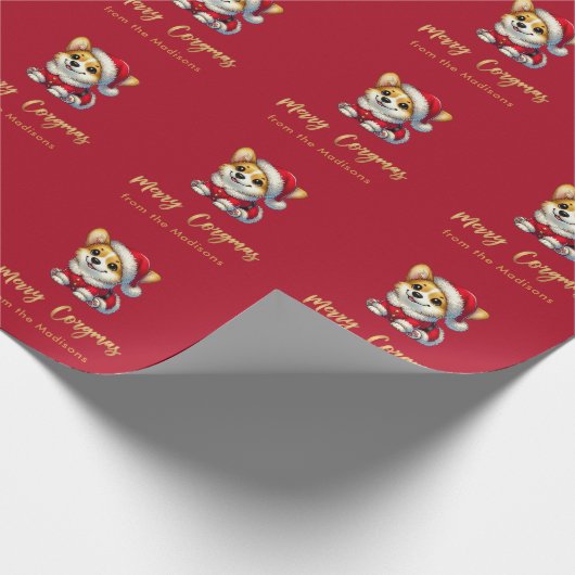 Gepersonaliseerde Schattige Corgi – Vrolijke Corgm Cadeaupapier (Hoek)
