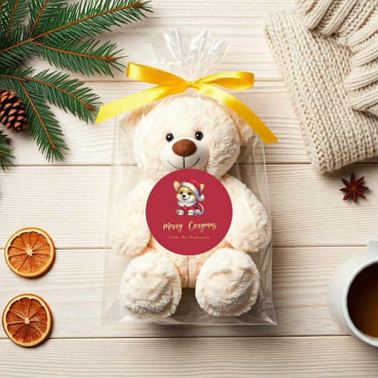 Gepersonaliseerde Schattige Corgi – Vrolijke Corgm Ronde Sticker