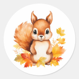 Gepersonaliseerde schattige dierlijke eekhoorn her ronde sticker