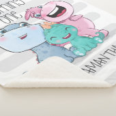 Gepersonaliseerde schattige dinosaurussen meisje b sherpa deken (3/4)