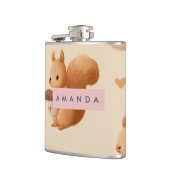 Gepersonaliseerde Schattige Eekhoorn en Acorn Patt Heupfles (Links)