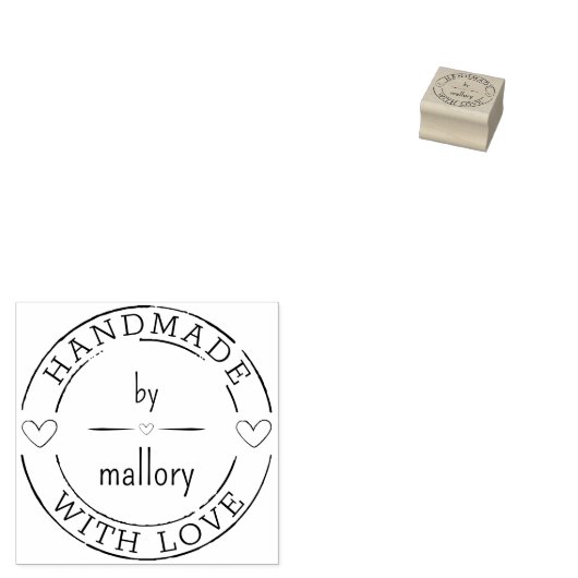 💌 Gepersonaliseerde Schattige gemaakt met liefde Rubberstempel (Gestempeld)