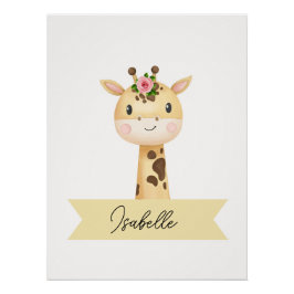 Gepersonaliseerde schattige giraffe kwekerij perfect poster