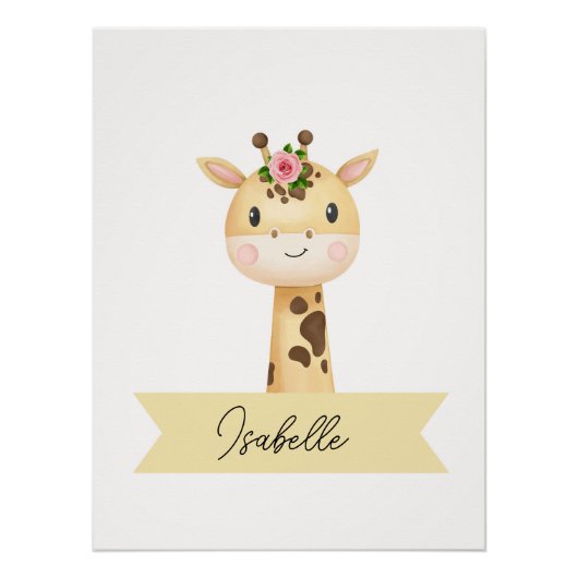 Gepersonaliseerde schattige giraffe kwekerij perfect poster (Voorkant)