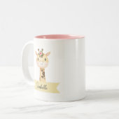 Gepersonaliseerde schattige giraffe tweekleurige koffiemok (Voorkant links)