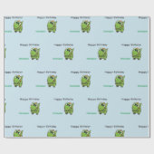 Gepersonaliseerde schattige groene dinosaurussen b cadeaupapier (Vlak)